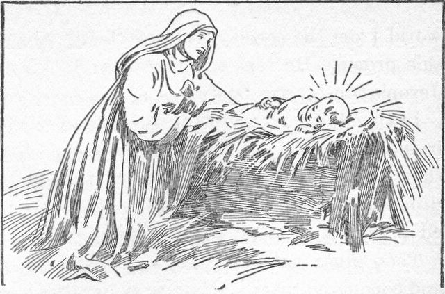 Mary Places Jesus in a Manger